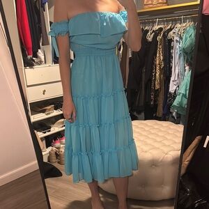 Elegant Off-Shoulder Blue Dress